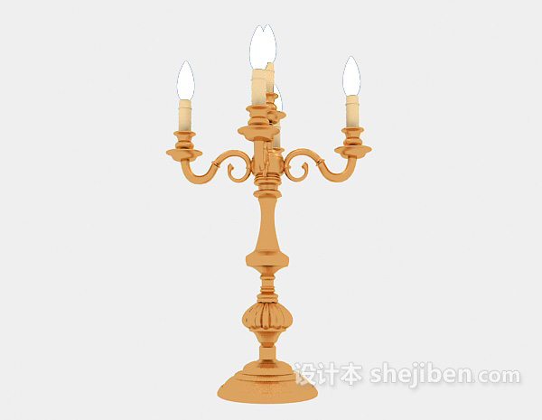 设计本金色欧式烛台灯3d模型下载
