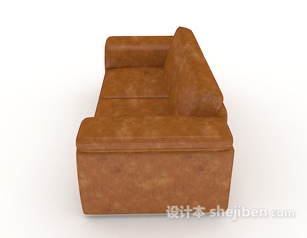 设计本家居简单棕色双人沙发3d模型下载