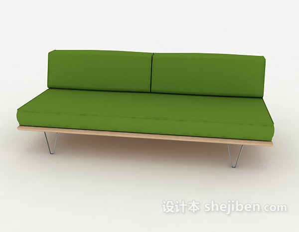免费简约绿色双人沙发3d模型下载