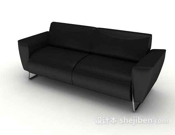 免费简约商务黑色双人沙发3d模型下载