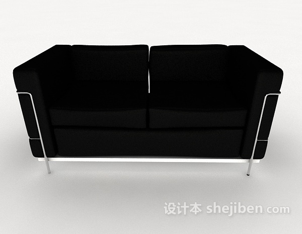 现代风格现代简约黑色双人沙发3d模型下载