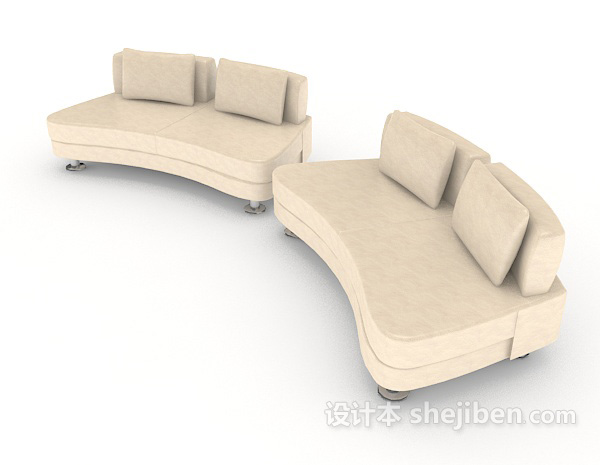 免费简约浅棕色休闲组合沙发3d模型下载
