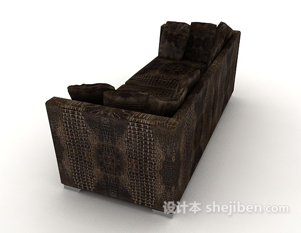 设计本深棕色个性休闲双人沙发3d模型下载