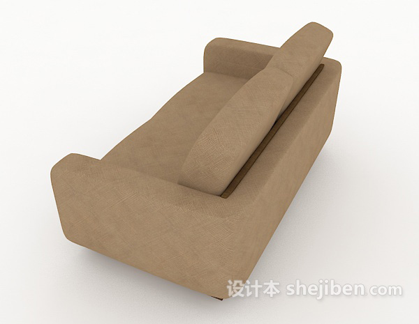 设计本现代简约家居棕色双人沙发3d模型下载