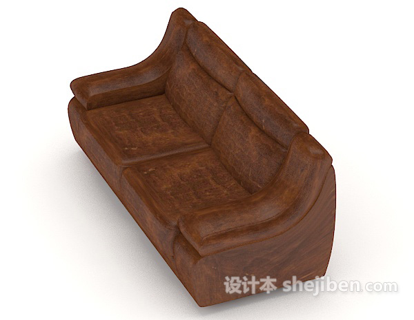 设计本深棕色家居双人沙发3d模型下载