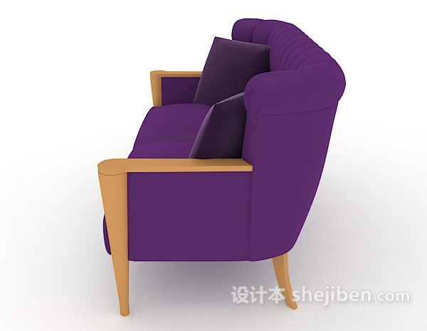 设计本现代休闲紫色双人沙发3d模型下载