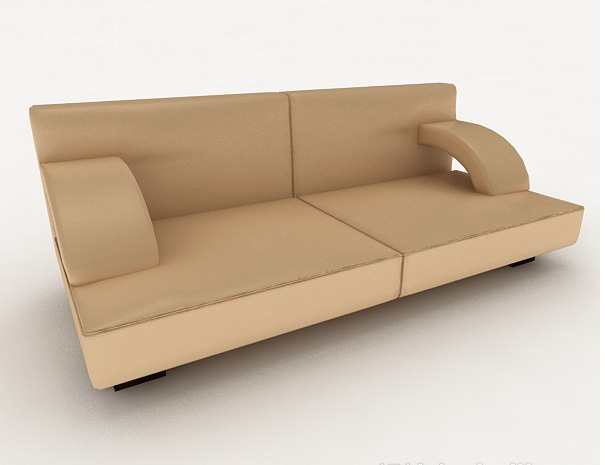 免费简约休闲棕色双人沙发3d模型下载