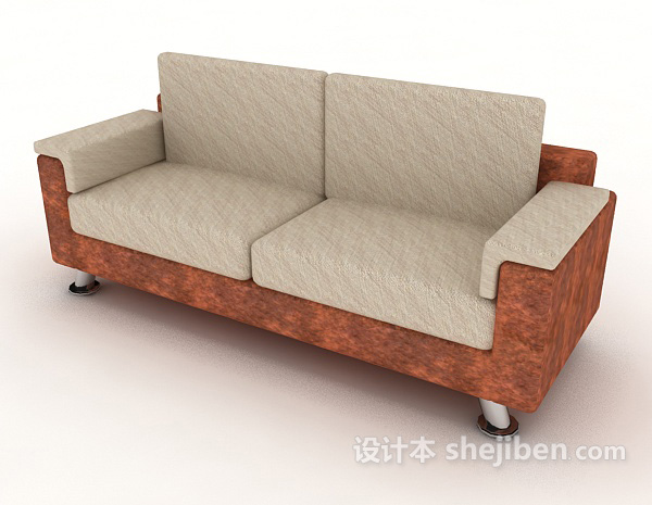 免费家居灰色休闲双人沙发3d模型下载