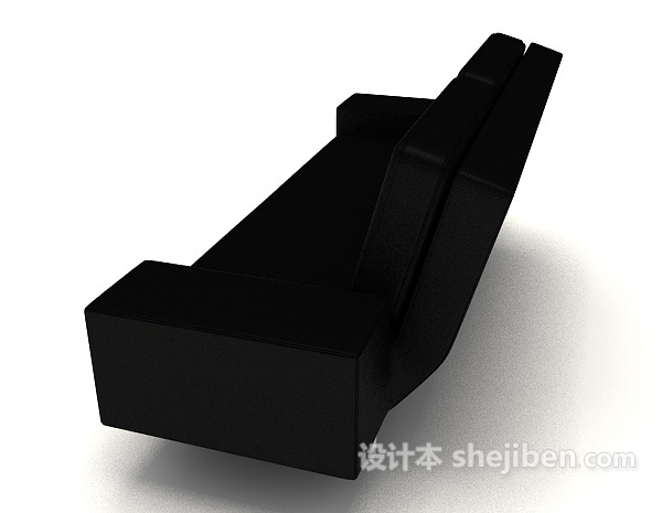 设计本黑色简约商务双人沙发3d模型下载