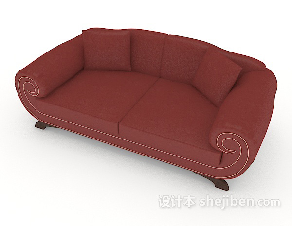 免费家居红色双人沙发3d模型下载