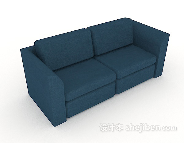 家居蓝色双人沙发3d模型下载