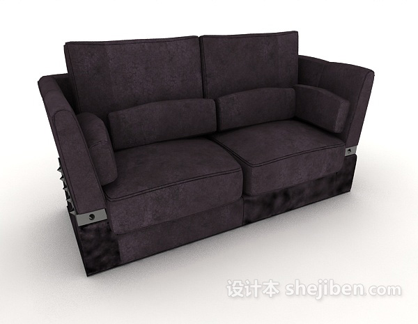 免费深紫色双人沙发3d模型下载