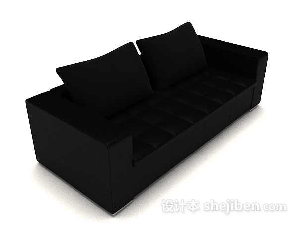 简约现代黑色双人沙发3d模型下载