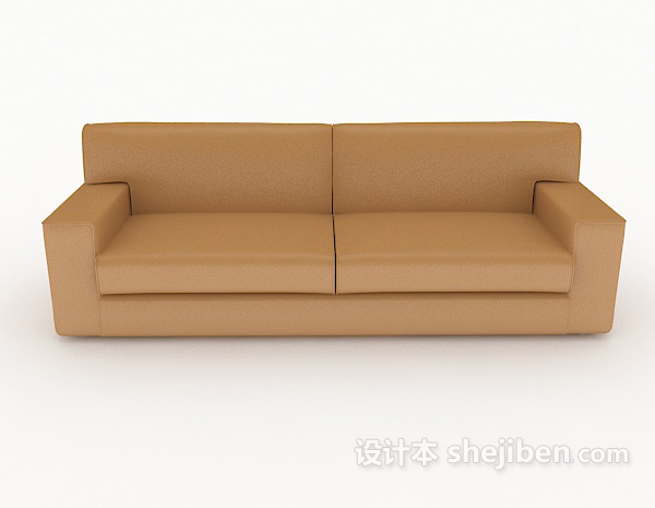 现代风格家居棕色简单双人沙发3d模型下载