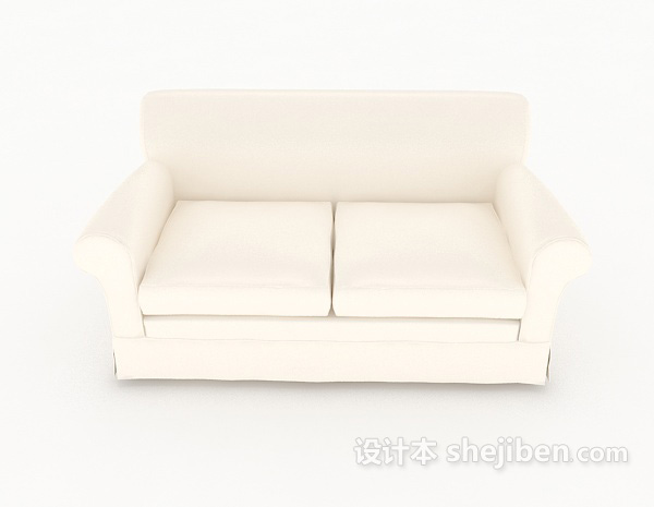 现代风格简约白色双人沙发3d模型下载