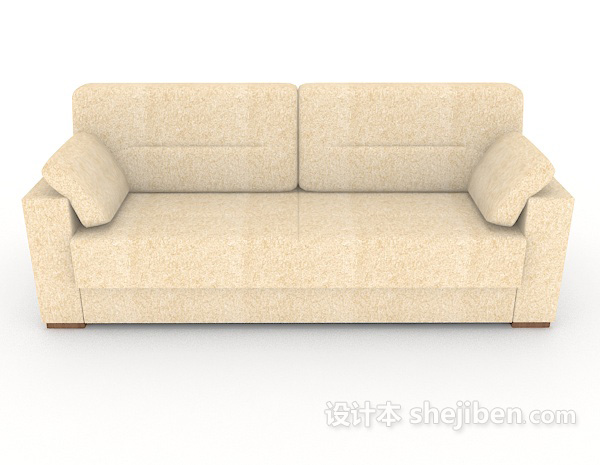 现代风格家居简约黄棕色双人沙发3d模型下载