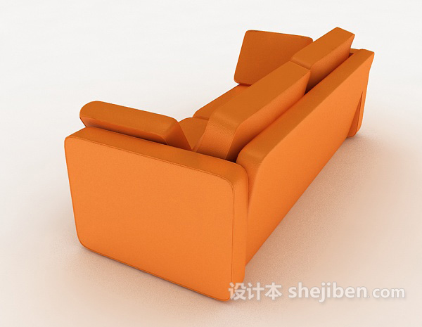 设计本现代橙色简约双人沙发3d模型下载
