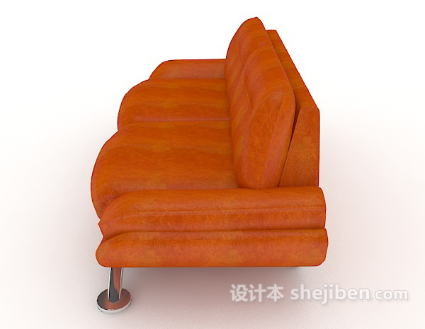 设计本橙色双人沙发3d模型下载