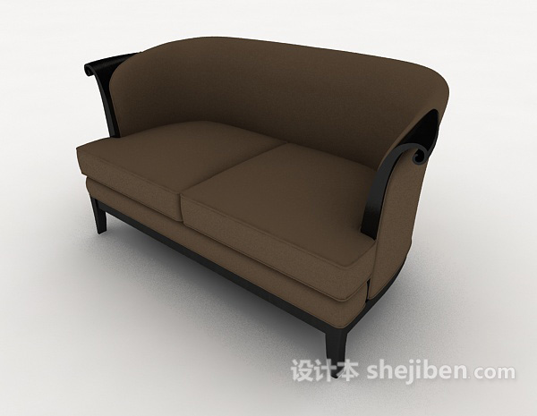 简约木质棕色双人沙发3d模型下载