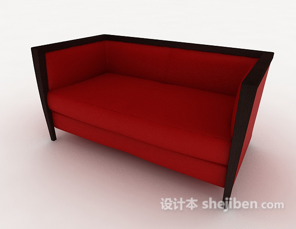 免费红色简约双人沙发3d模型下载