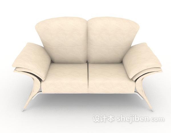 现代风格家居个性黄棕色双人沙发3d模型下载