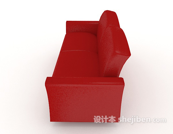 免费大红色双人沙发3d模型下载