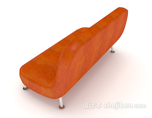 设计本现代简约橙色双人沙发3d模型下载