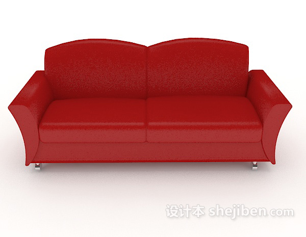 现代风格大红色双人沙发3d模型下载