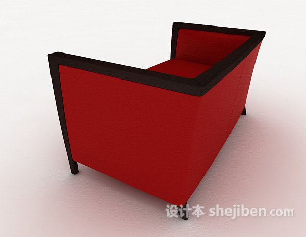 设计本红色简约双人沙发3d模型下载