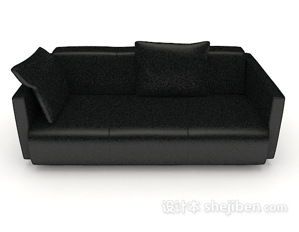 现代风格简约黑色双人床3d模型下载