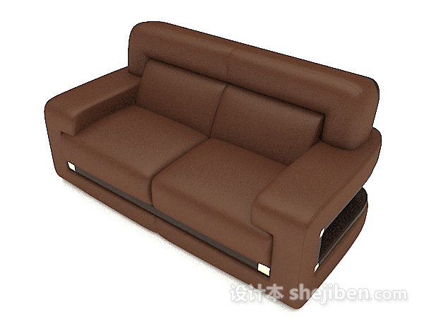 免费商务棕色双人沙发3d模型下载
