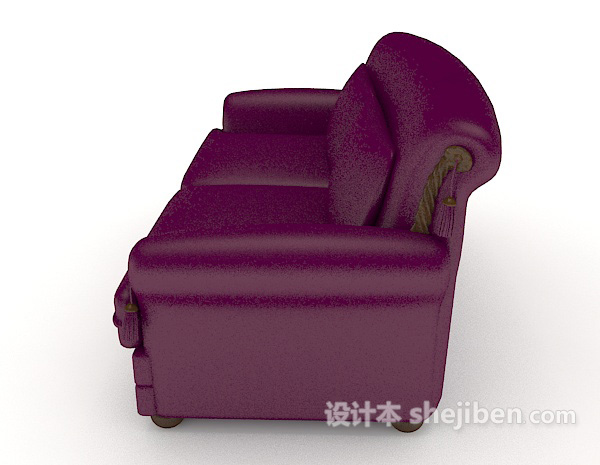 设计本简约紫色双人沙发3d模型下载