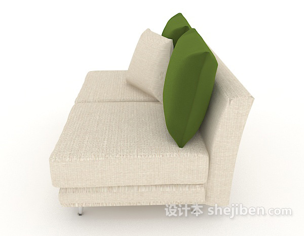 设计本蓝白色清新双人沙发3d模型下载