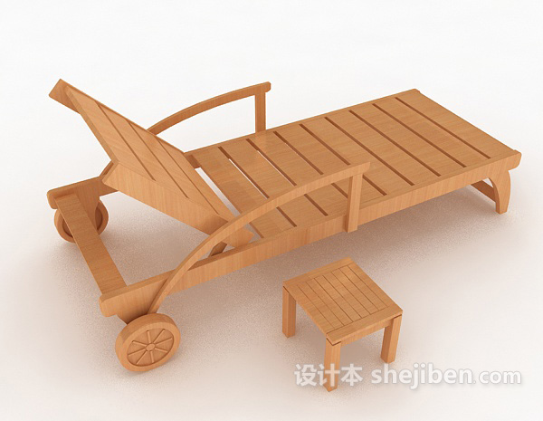 设计本沙滩实木躺椅3d模型下载