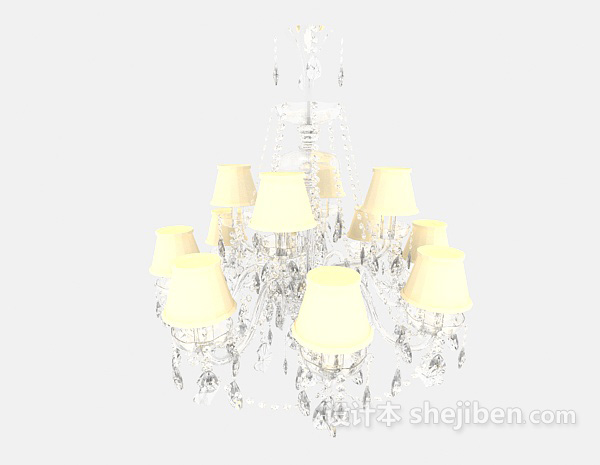 免费欧式黄色水晶吊灯3d模型下载