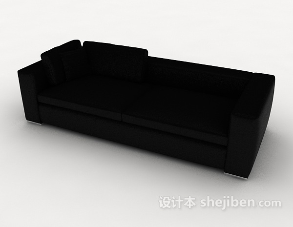 免费黑色现代简约双人沙发3d模型下载