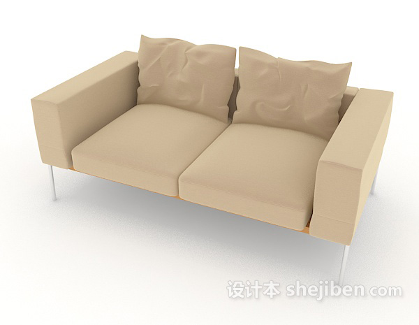 免费家居简约休闲棕色双人沙发3d模型下载