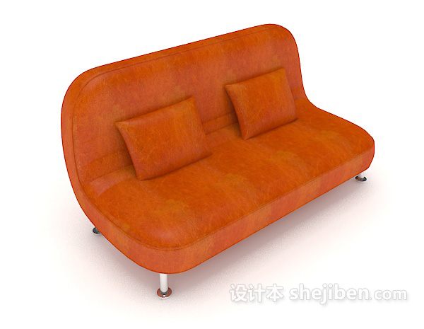 现代简约橙色双人沙发3d模型下载