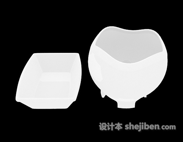 现代风格白色陶瓷器皿3d模型下载