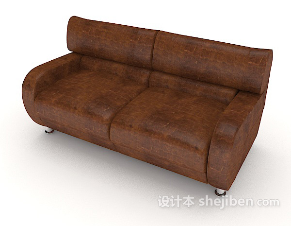 免费家居深棕色双人沙发3d模型下载