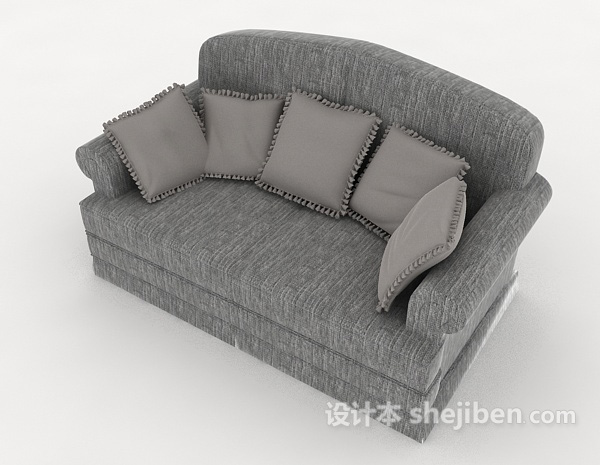 免费现代灰色系多人沙发3d模型下载