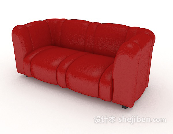 免费红色休闲双人沙发3d模型下载