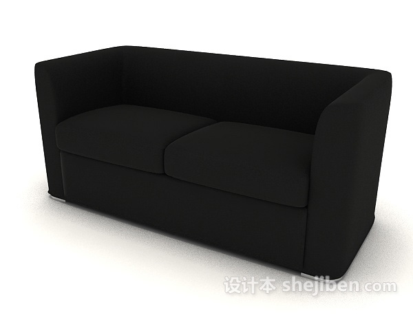 免费商务简单黑色双人沙发3d模型下载