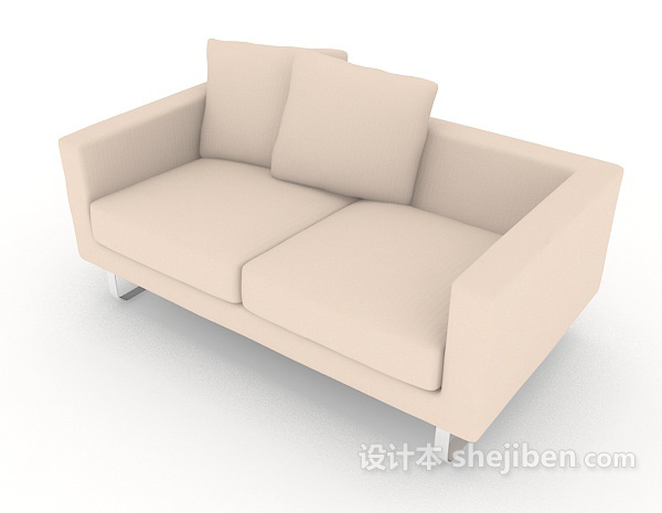 免费简约家居棕色双人沙发3d模型下载
