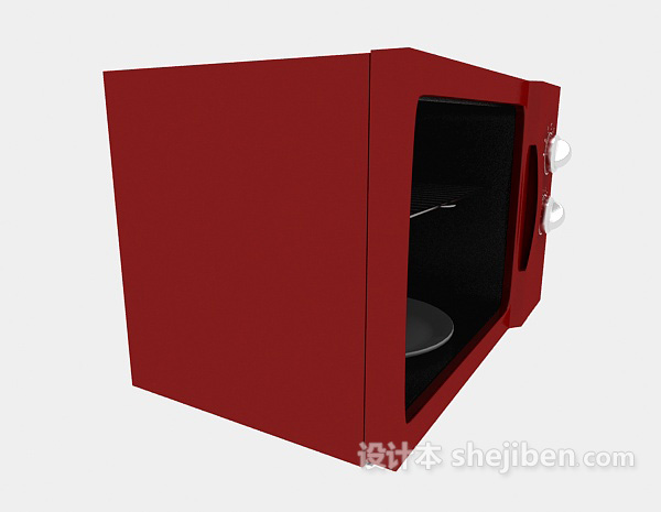 设计本红色微波炉3d模型下载