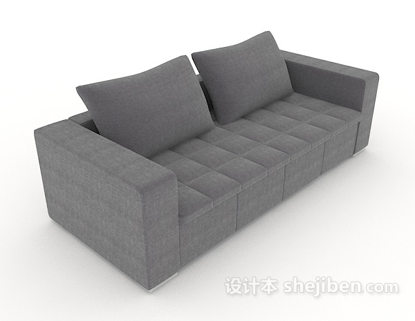 家居简单灰色双人沙发3d模型下载