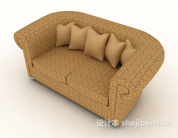免费现代家居棕色双人沙发3d模型下载