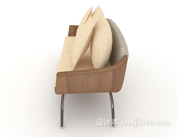 设计本休闲简约木质双人沙发3d模型下载