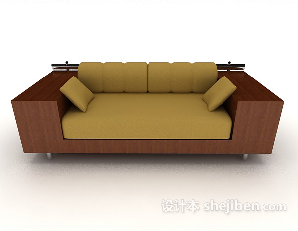 中式风格新中式系多人沙发3d模型下载