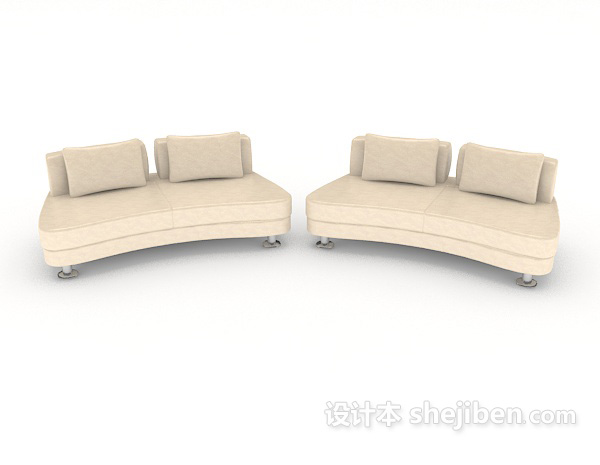 现代风格简约浅棕色休闲组合沙发3d模型下载